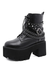 Gothic Black Rivets Ankle Boots